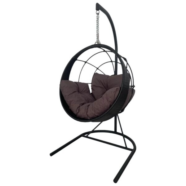 Balanço omega preto almofadas marrom